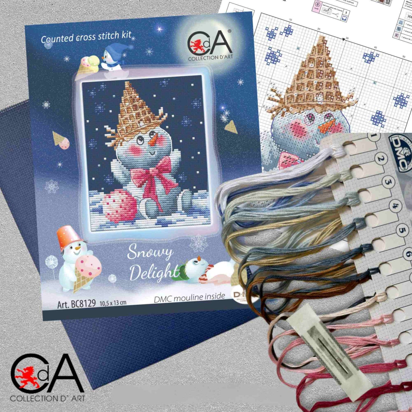 Kit Ponto Cruz Collection D’Art "Boneco de Neve Gelo Chupa-Chupa" - BC8130