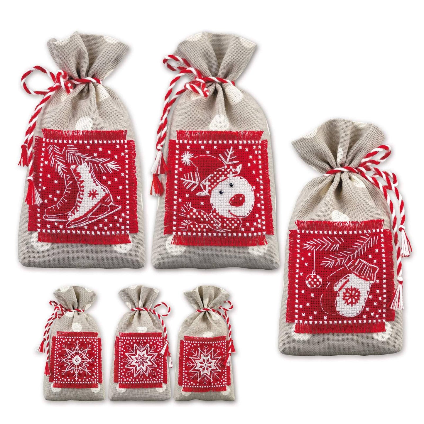 Kit de punto de cruz para crear bolsitas de hiervas con motivos navideños de Riolis