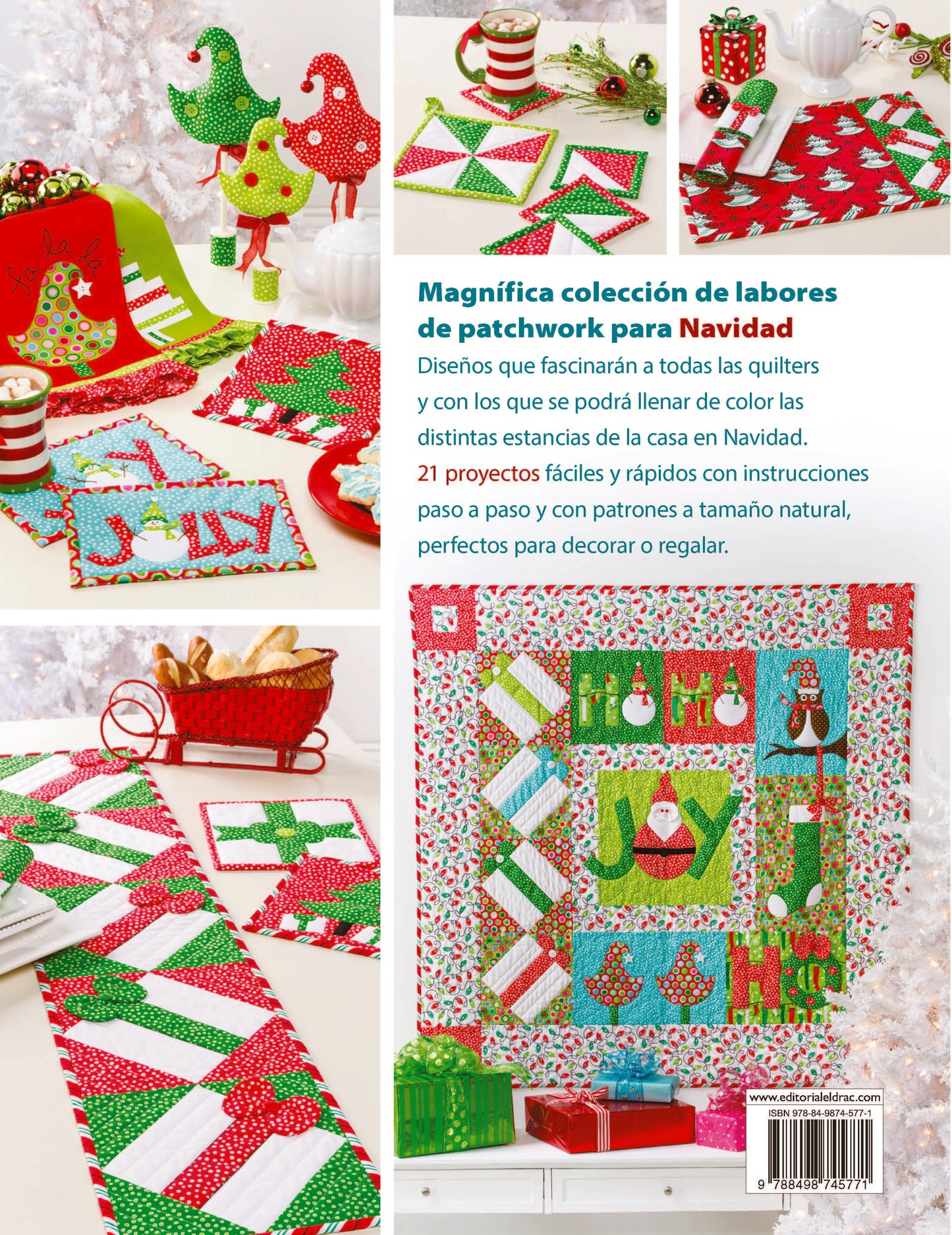Libro Labores Creativas de Patchwork para Navidad: 21 Proyectos Fáciles con Patrones a Tamaño Natural