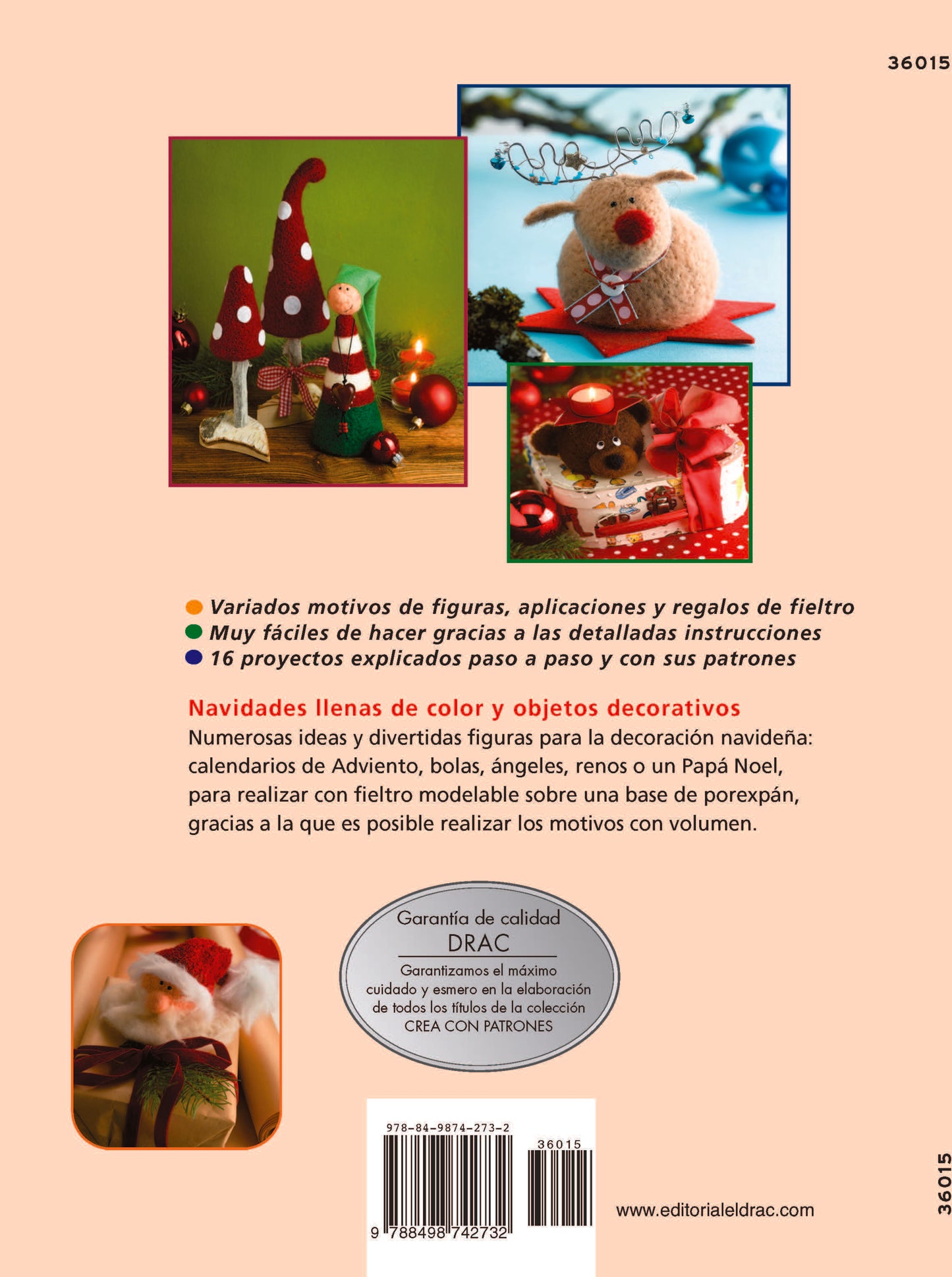 Libro Patrones de Fieltro Modelable con Aguja: 16 Proyectos para Decorar la Casa en Navidad