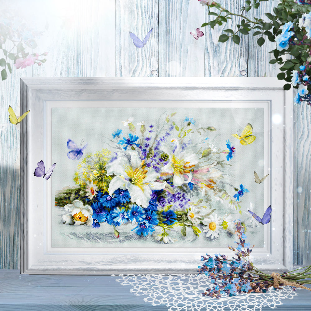 Kit de Punto de Cruz "Lilies and Cornflowers" 510-227