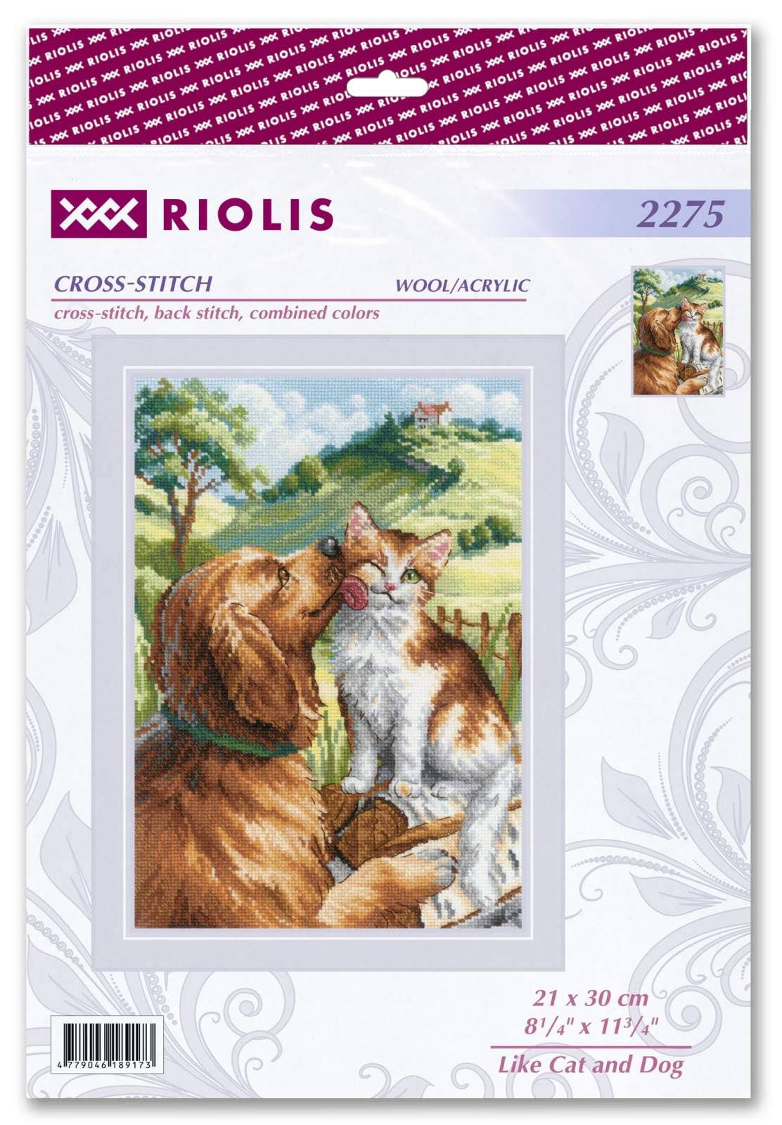 Kit de Punto de Cruz Riolis "Como Gato y Perro" - 2275
