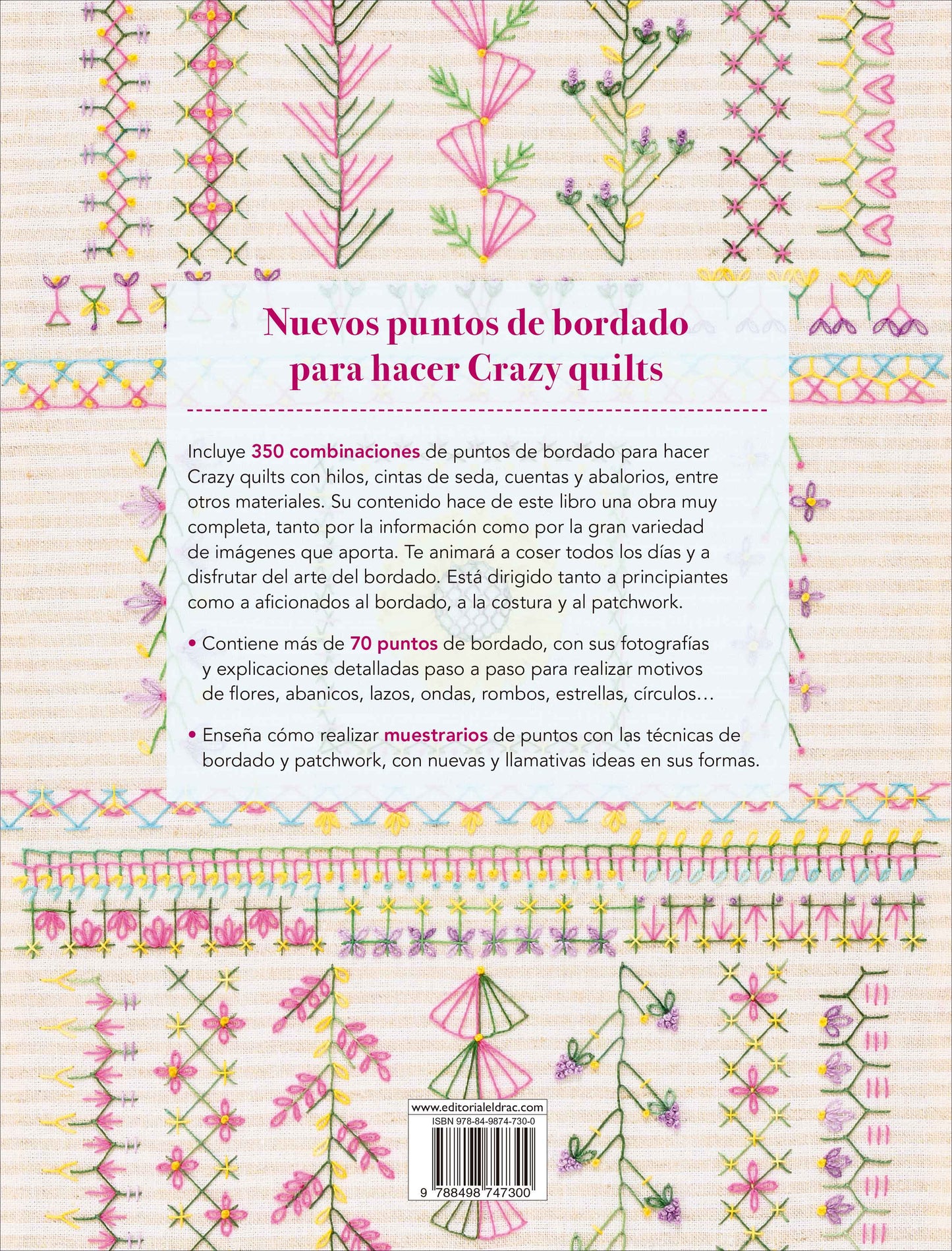 Libro de Puntos de Bordado: 350 Combinaciones y Más de 70 Puntos para Crazy Quilt