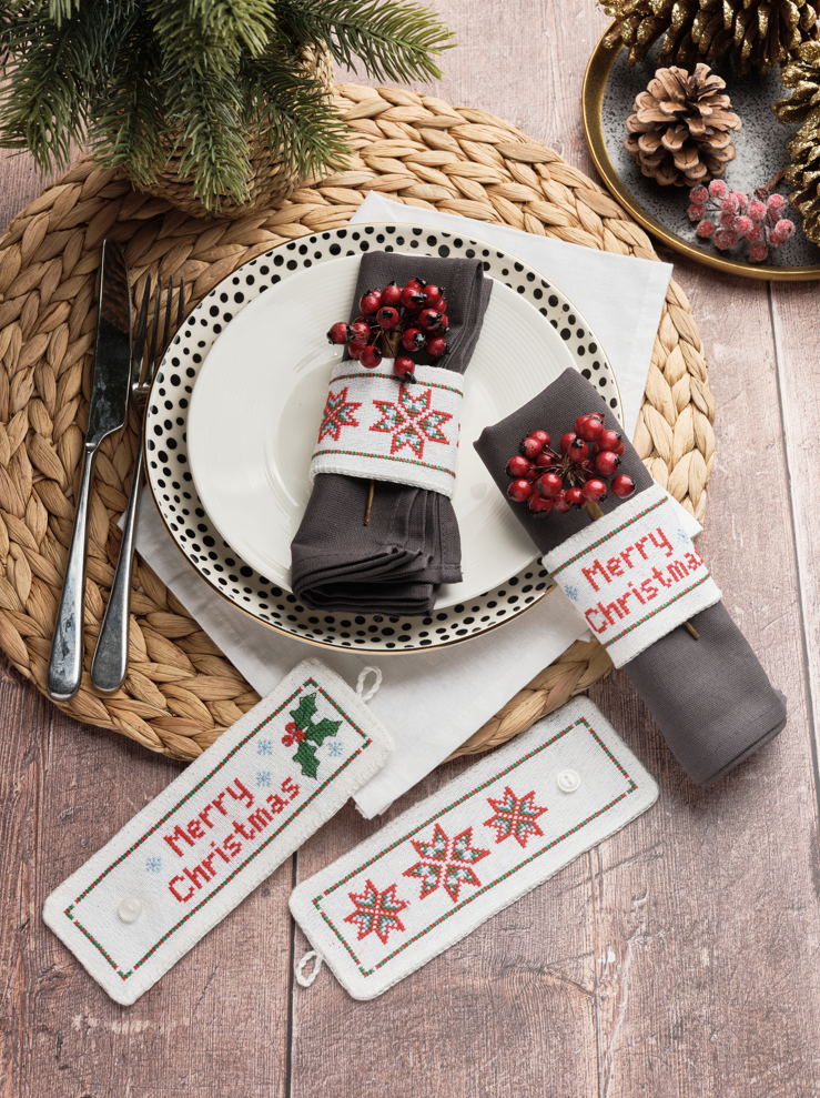 Servilleteros en punto de cruz navideños de Anchor DIY