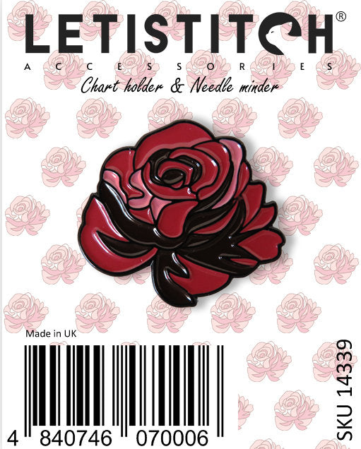 Imán para agujas bordar rosa roja 14340