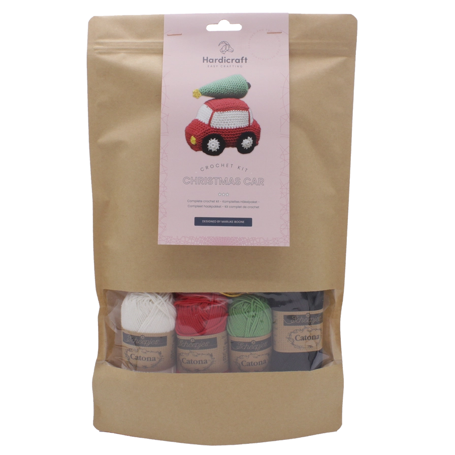 Empaquetado Kit de Crochet coche rojo de navidad
