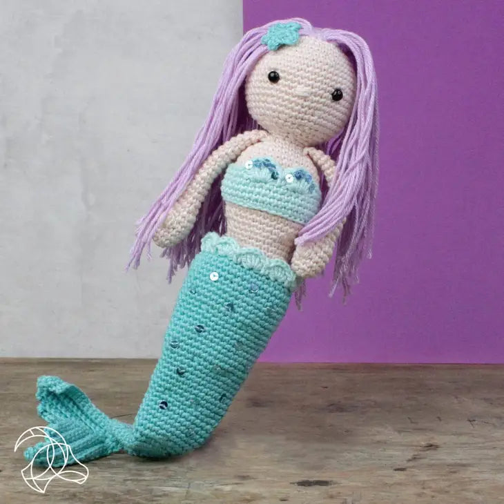 Sirena azul y lila de crochet de Hardicraft