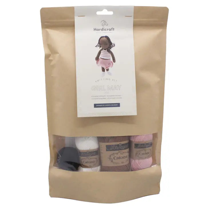 Empaquetado kit de tricot Hardicraft muñeca con trenzas con tutu rosa