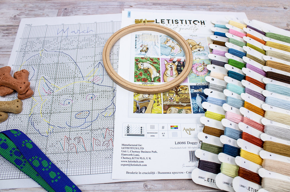 Bordado en punto de cruz calendario perruno Letistitch L8086