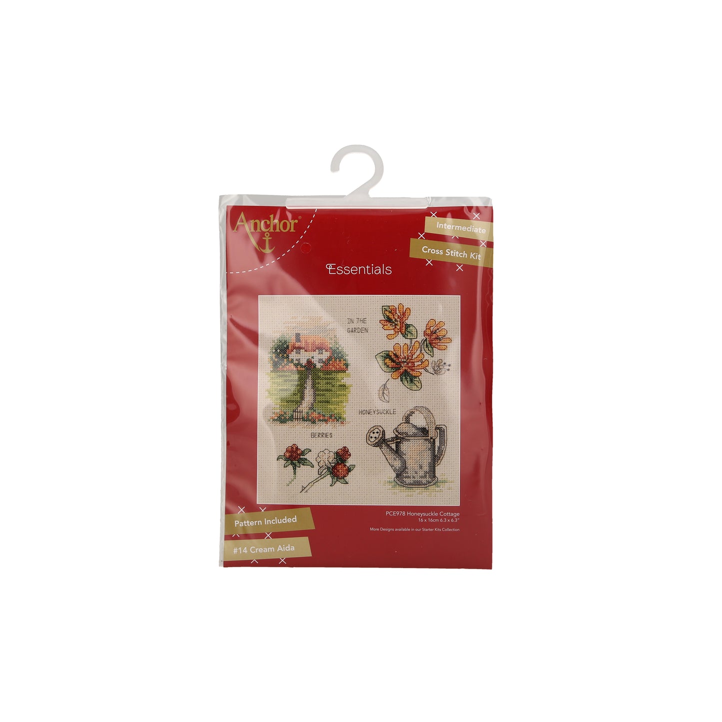 Empaquetado Bordado en punto de cruz jardín casa, objetos de jardín, regadera, flores de colores de Anchor