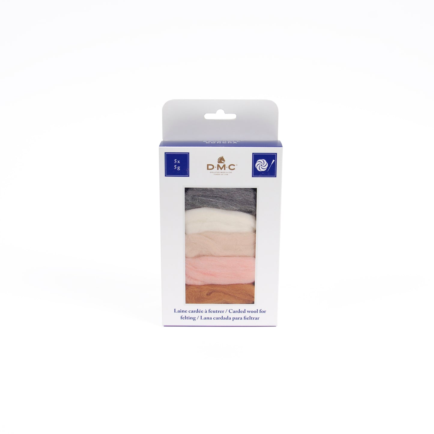 Set Lanas Cardadas para Fieltrar DMC "Concha" - 5 Colores