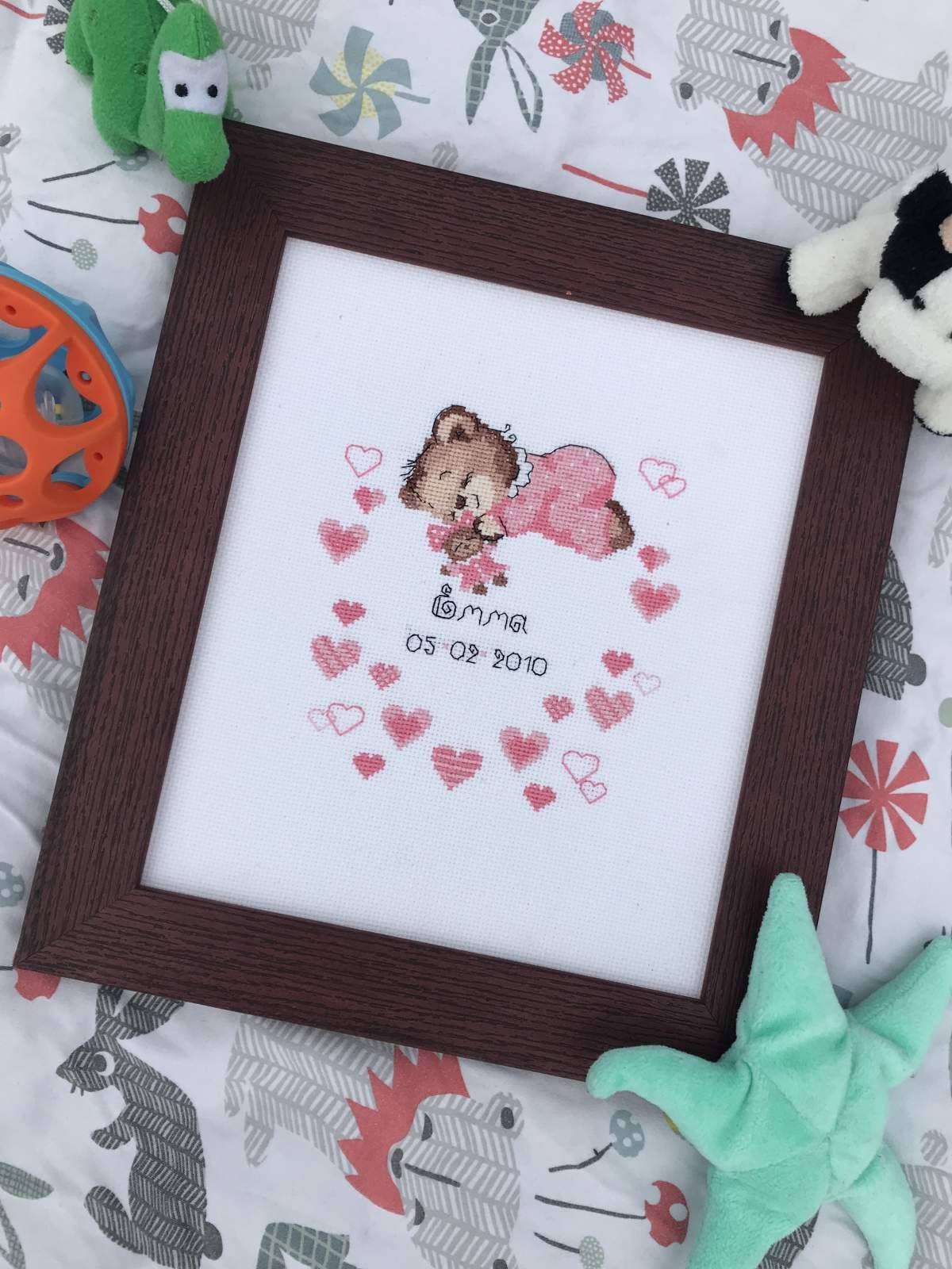 Kit de Punto de Cruz Riolis "Anuncio Nacimiento Niña" - 1123