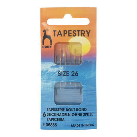 Agujas de Bordar sin Punta de Pony con ojal dorado y punta roma para bordados, punto de cruz y cañamazo.