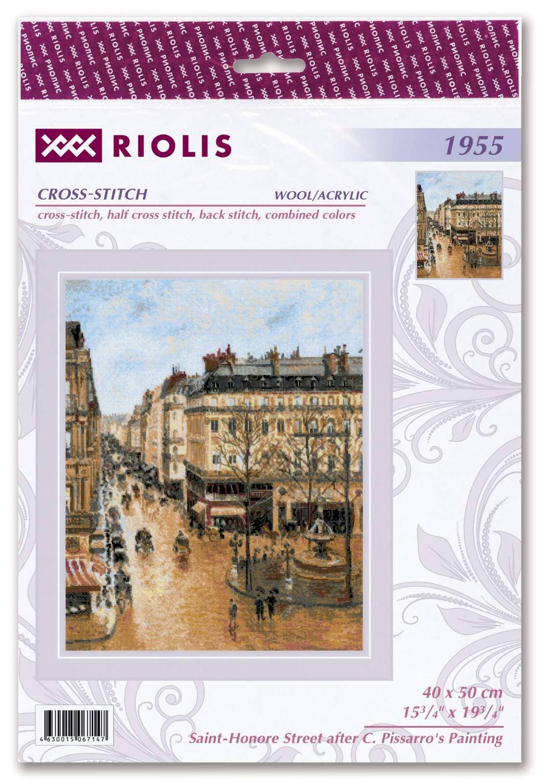 Kit de Punto de Cruz Riolis "Calle Saint-Honoré Pissarro" - 1955