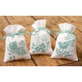 Set de 3 Bolsitas de Hierbas en Punto de Cruz "Birds and blossoms" - Vervaco