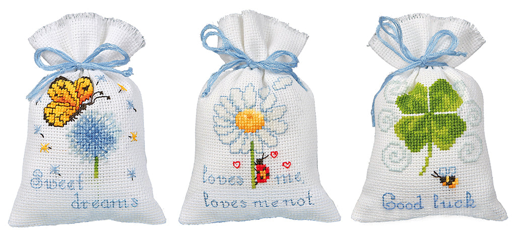 Set de 3 Bolsitas de Hierbas en Punto de Cruz "Deseos" - Vervaco