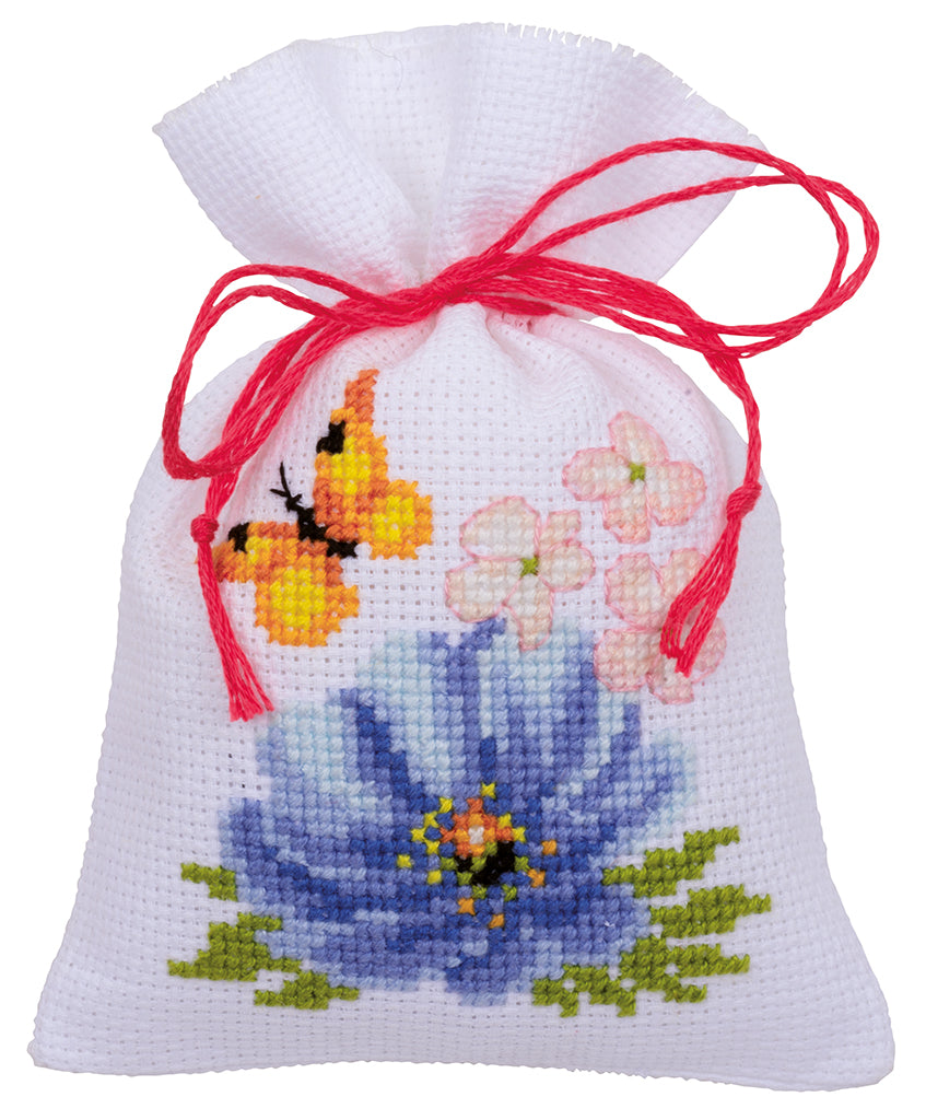 Set de 3 Bolsitas de Hierbas en Punto de Cruz "Flores Coloridas" - Vervaco