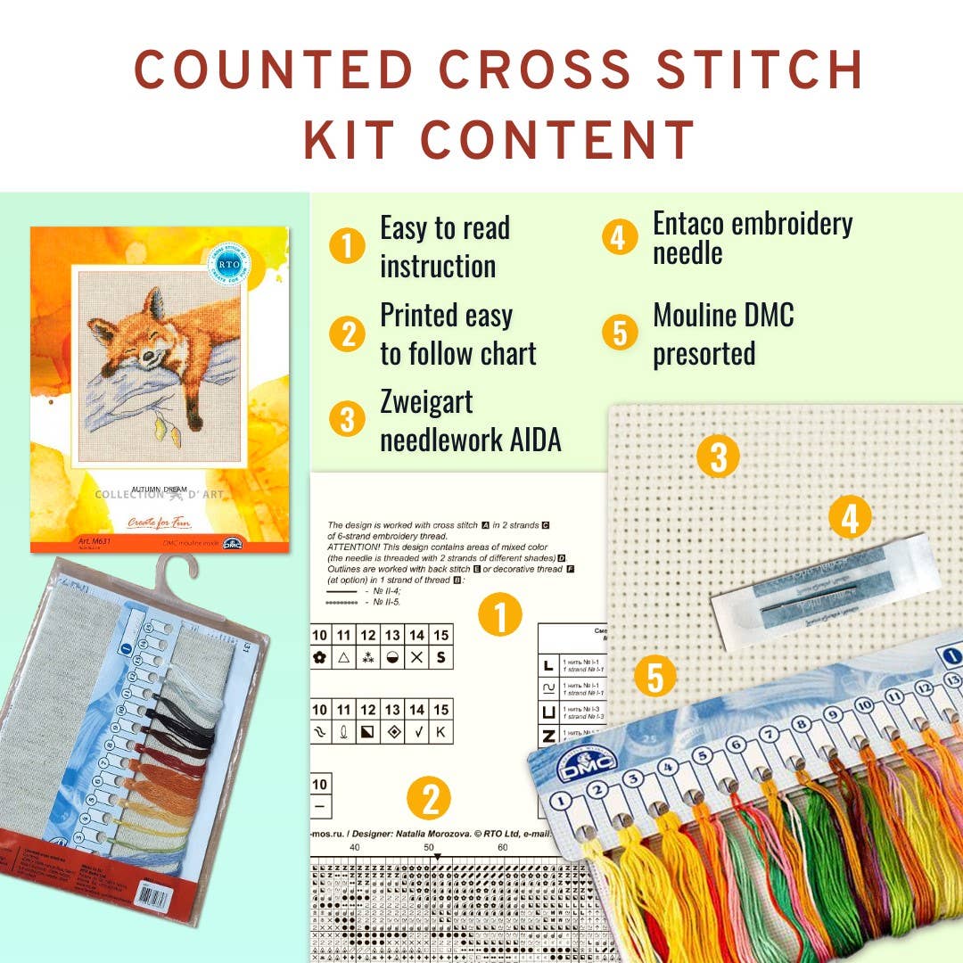 Kit de Punto de Cruz Infantil RTO "Conejito en la Luna" - H296