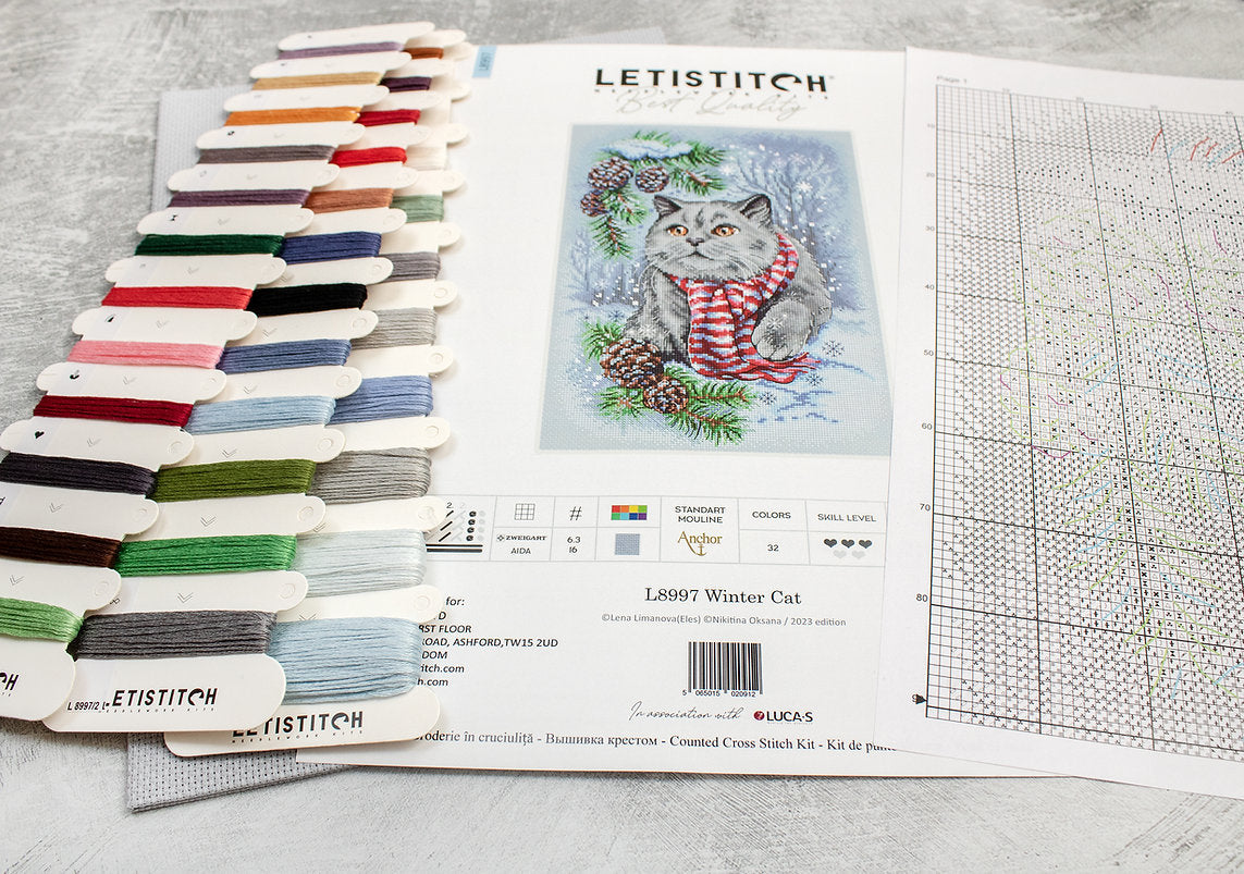 Kit de Punto de Cruz Letistitch "Gato en invierno" - L8997