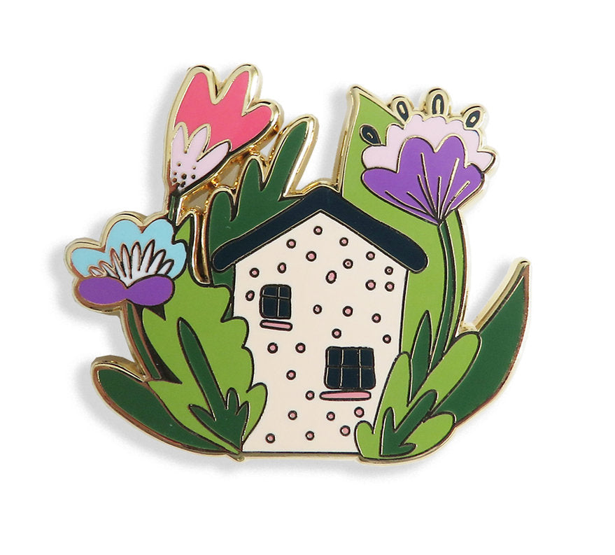 Imán para agujas de bordar con diseño de una casa con flores de Letistitch