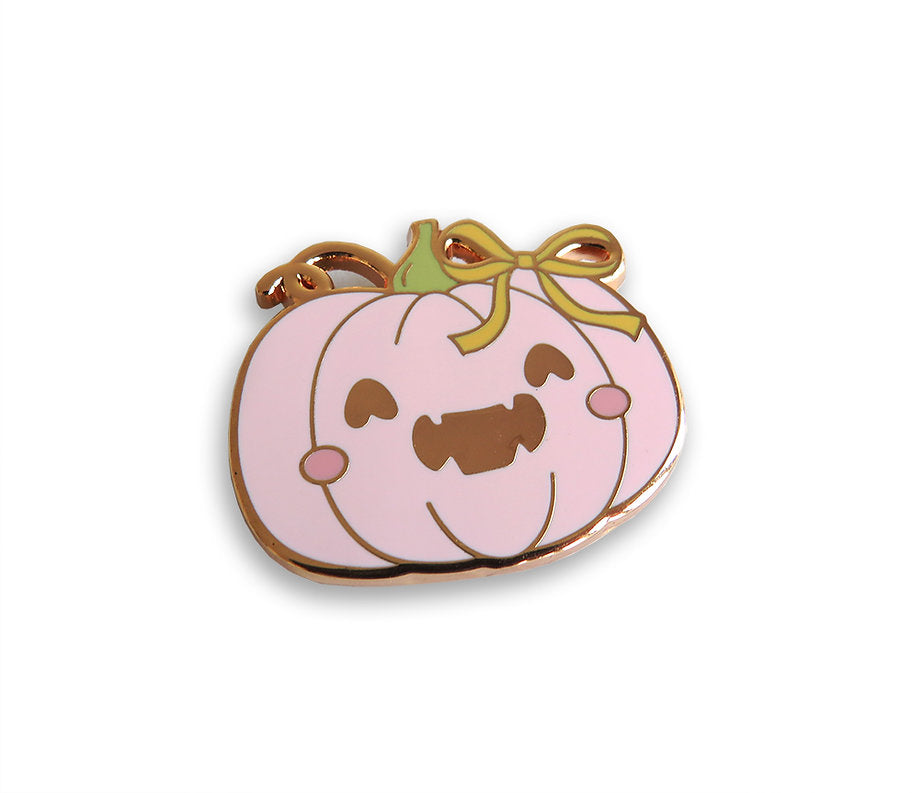 Imán para agujas de Letsititch con diseño de calabaza rosa sonriente con efecto de oro rosa