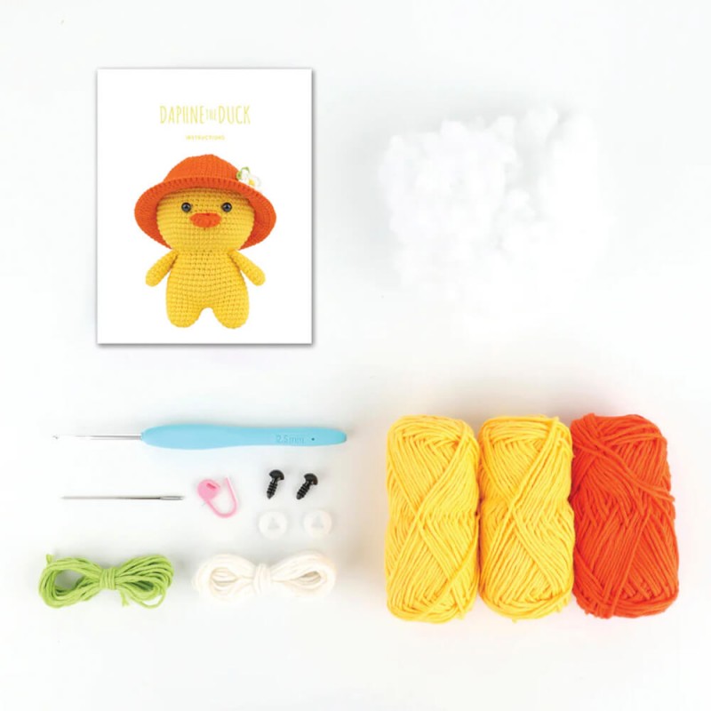 Kit de amigurumi Anchor Daphne The Duck para tejer una patita de ganchillo de 12,5 cm con hilo de algodón, patrón, ojos de seguridad y relleno incluidos