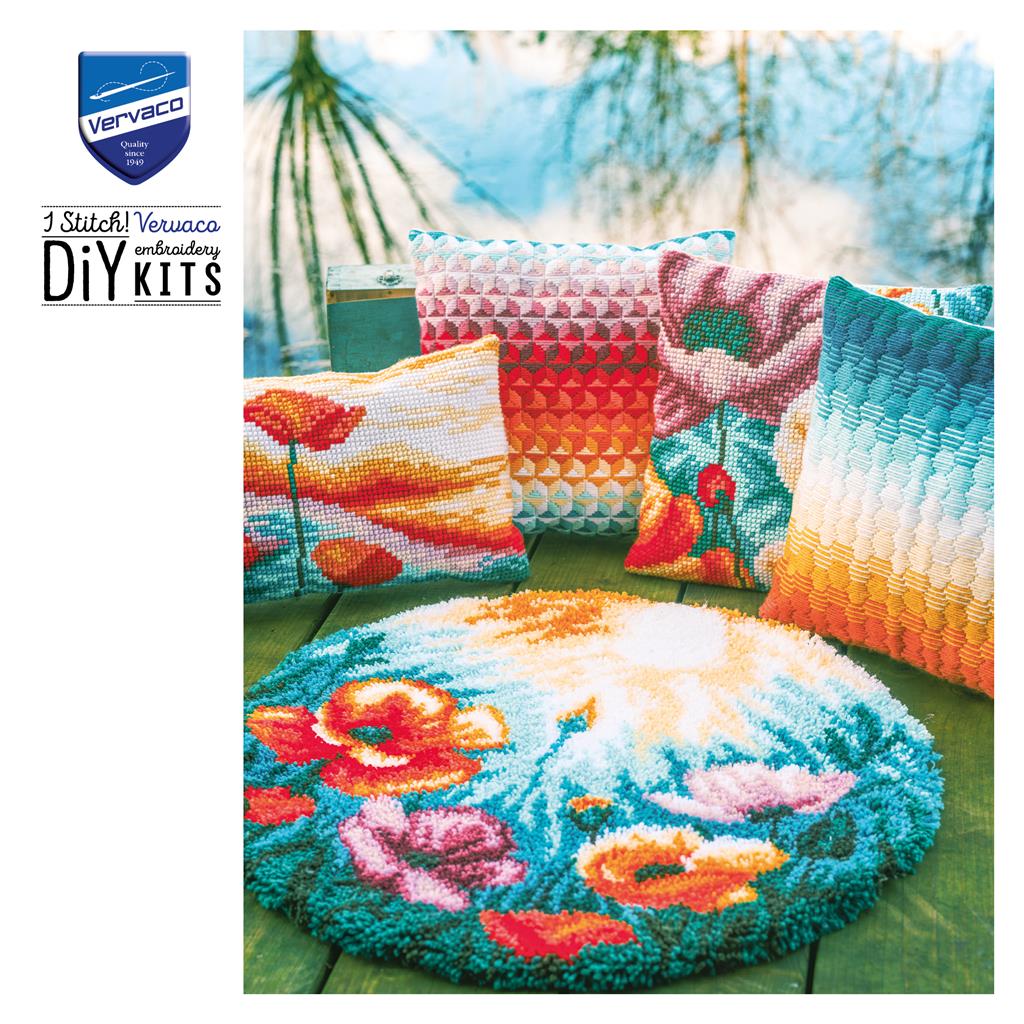 Kit de Bordado para Almofada em Ponto Cruz "Papoulas" - Vervaco