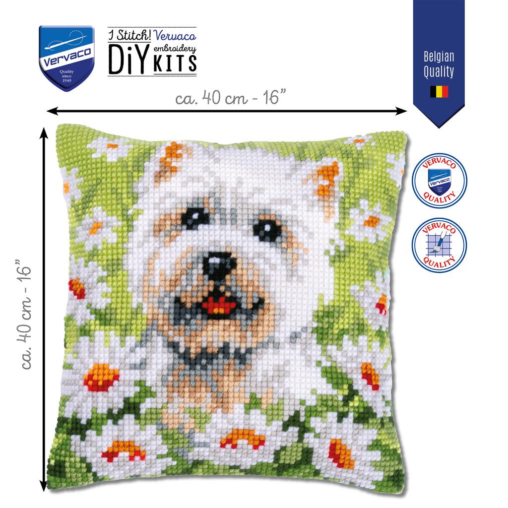 Kit para Bordar Cojín en Punto de Cruz "Perro" - Vervaco