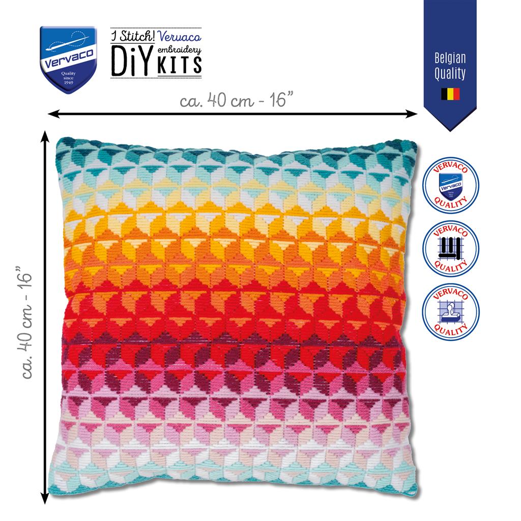 Kit de Bordado de Almofada Moderna em Ponto Longo - Vervaco