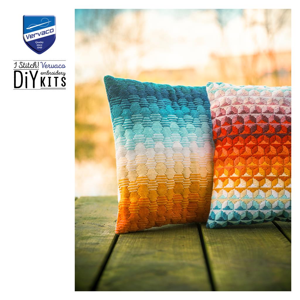 Kit para Bordar Cojín en Punto Largo "Degradado" - Vervaco