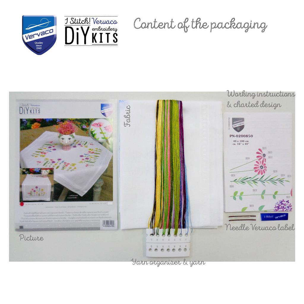 Camino de Mesa Bordado "Flores de Primavera" - Vervaco