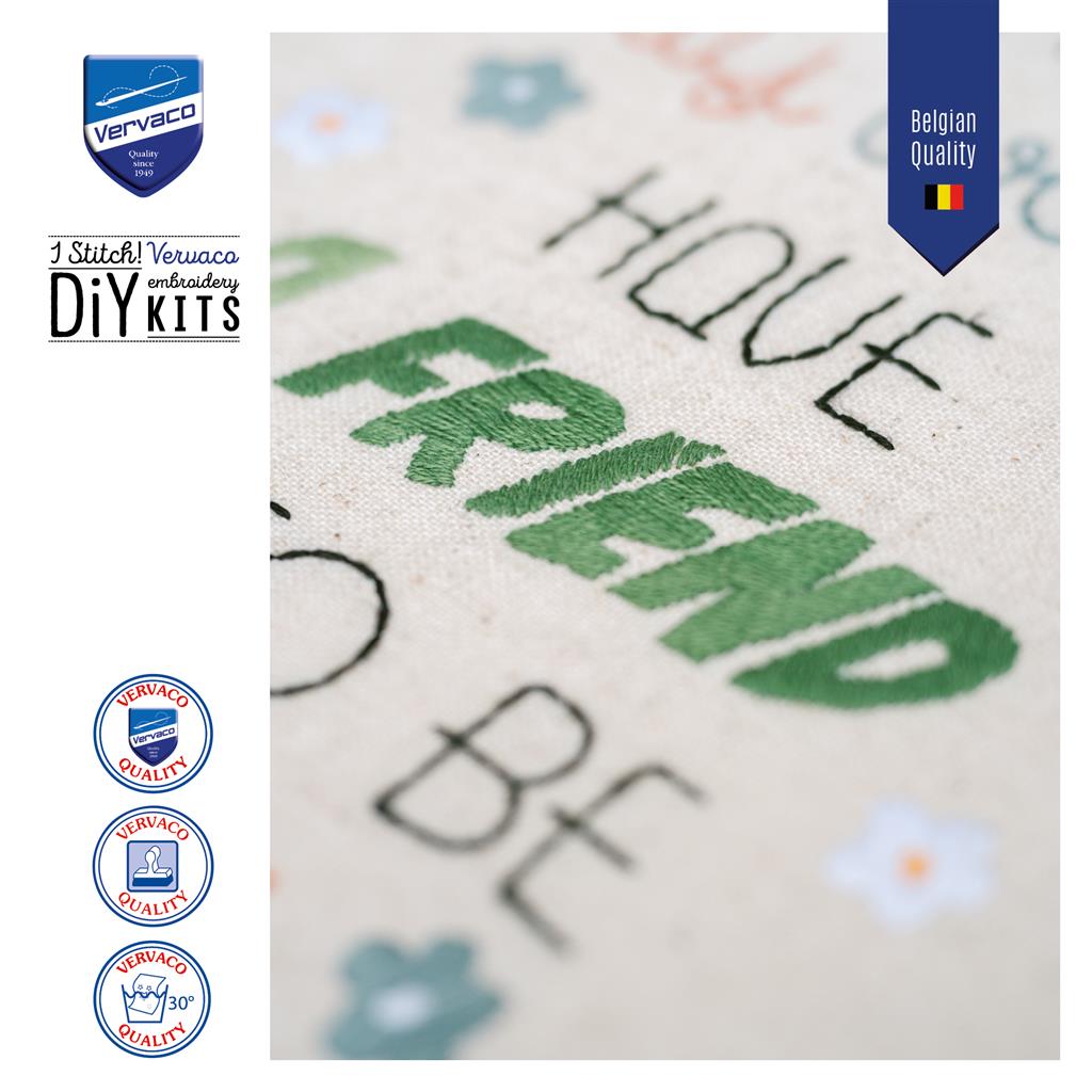 Kit de Bordado Vervaco "A Friendly Quote" con Bastidor 20 cm