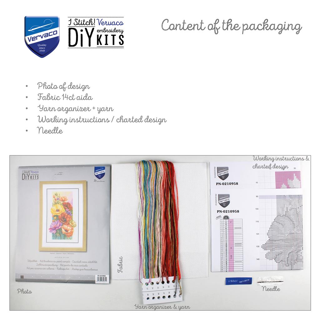 Kit de Punto de Cruz "Amapolas" - Vervaco