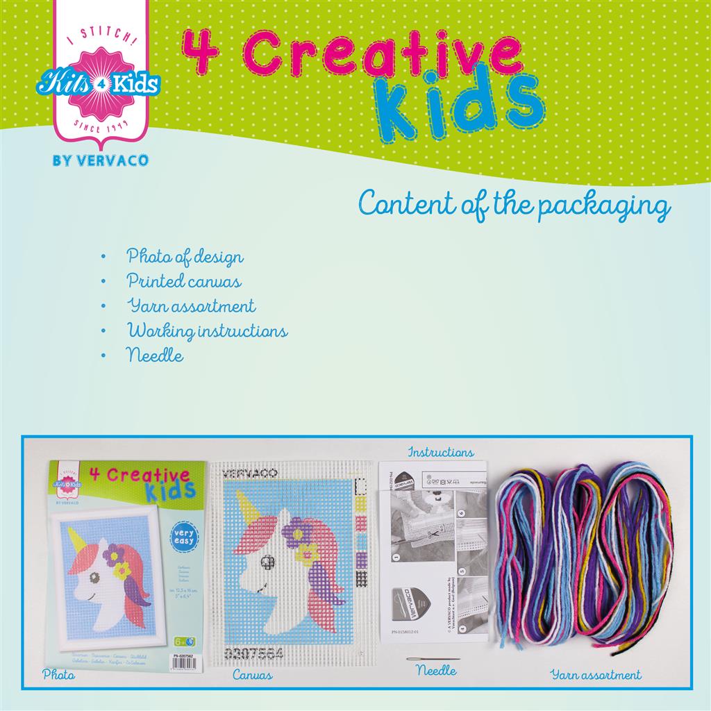 Kit Medio Punto para Niños "Unicornio" - Vervaco