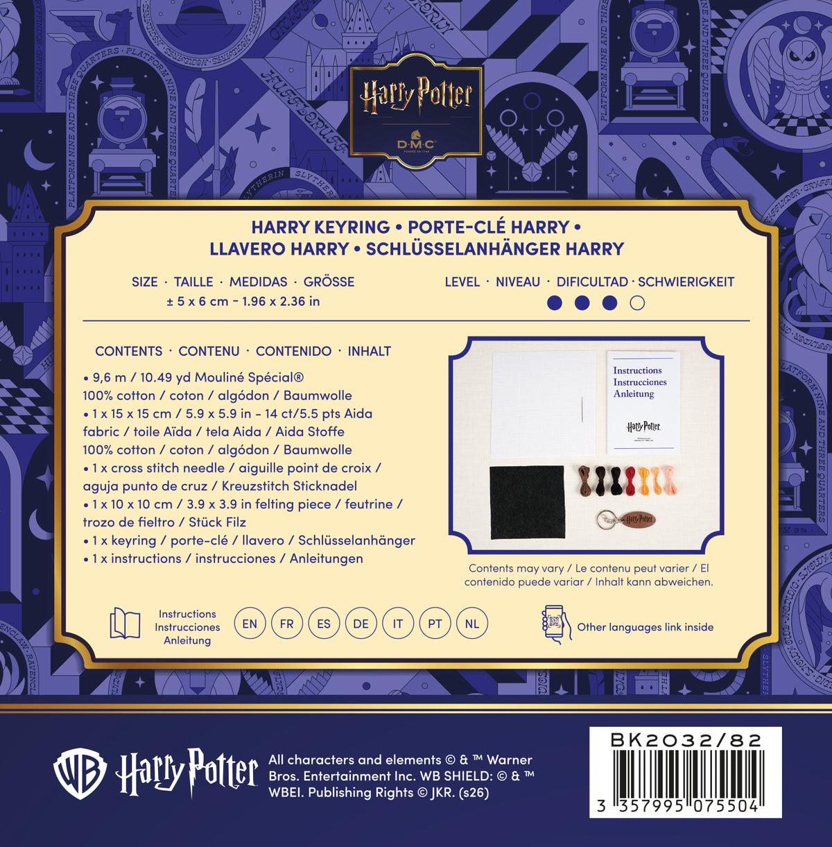 Kit de Punto de Cruz Harry Potter DMC "Llavero Harry" - BK2032