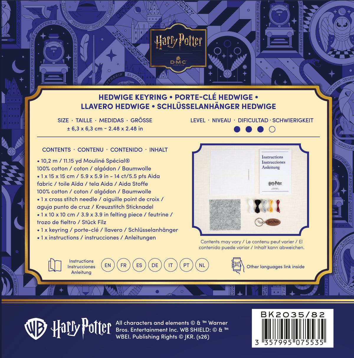 Kit de Punto de Cruz Harry Potter DMC "Llavero Hedwig" - BK2035