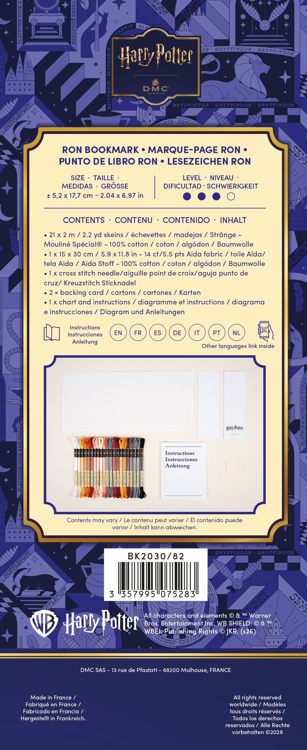 Kit de Punto de Cruz Harry Potter DMC "Marcapáginas Ron" - BK2030
