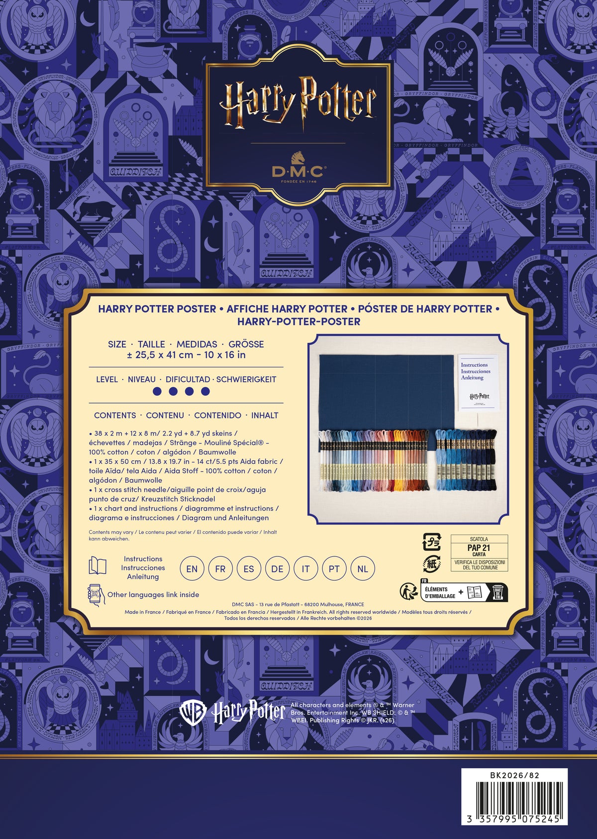 Kit de Punto de Cruz Harry Potter DMC "Póster La Piedra Filosofal" - BK2026