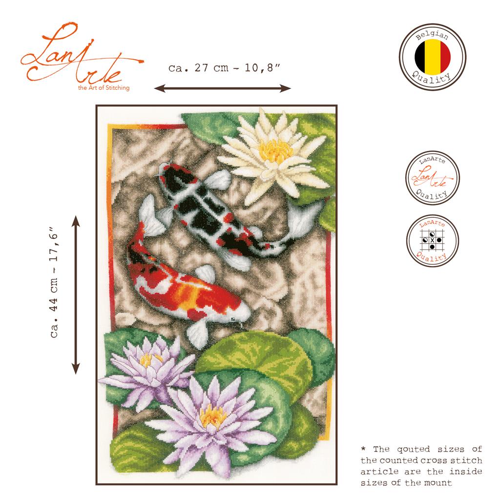 Kit de Punto de Cruz "Carpas Koi" - Lanarte