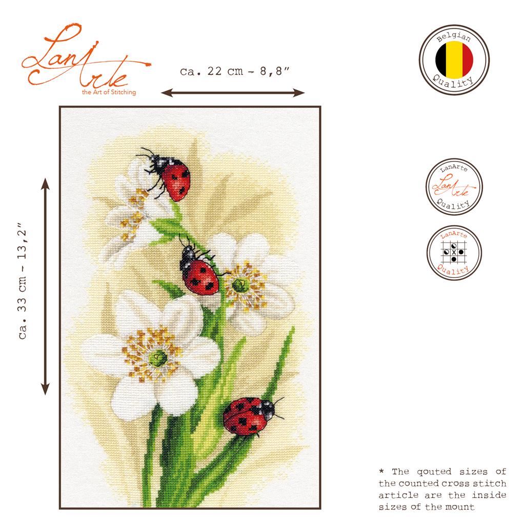 Kit de Punto de Cruz "Desfile de Mariquitas" - Lanarte