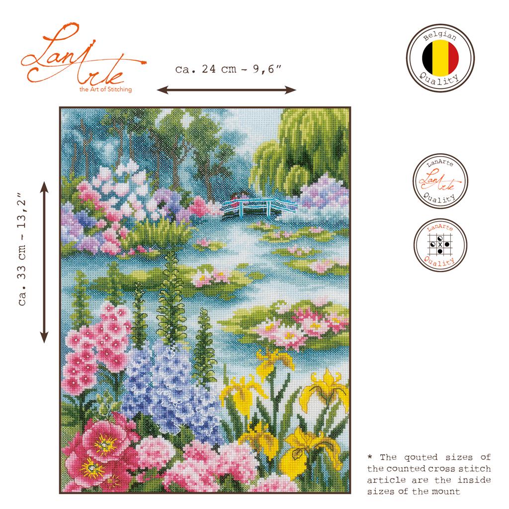 Kit de Punto de Cruz "Estanque de Nenúfares" - Lanarte