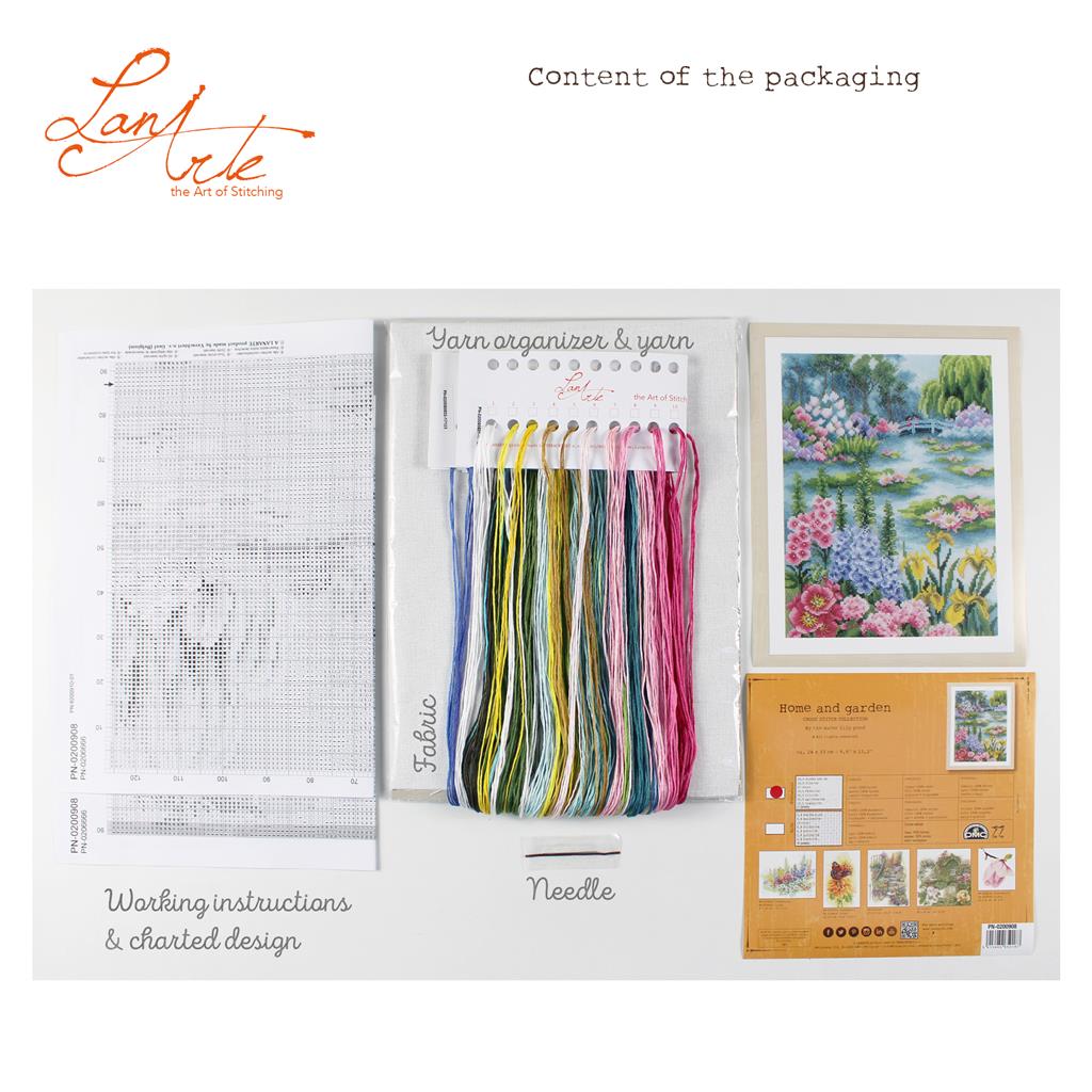 Kit de Punto de Cruz "Estanque de Nenúfares" - Lanarte