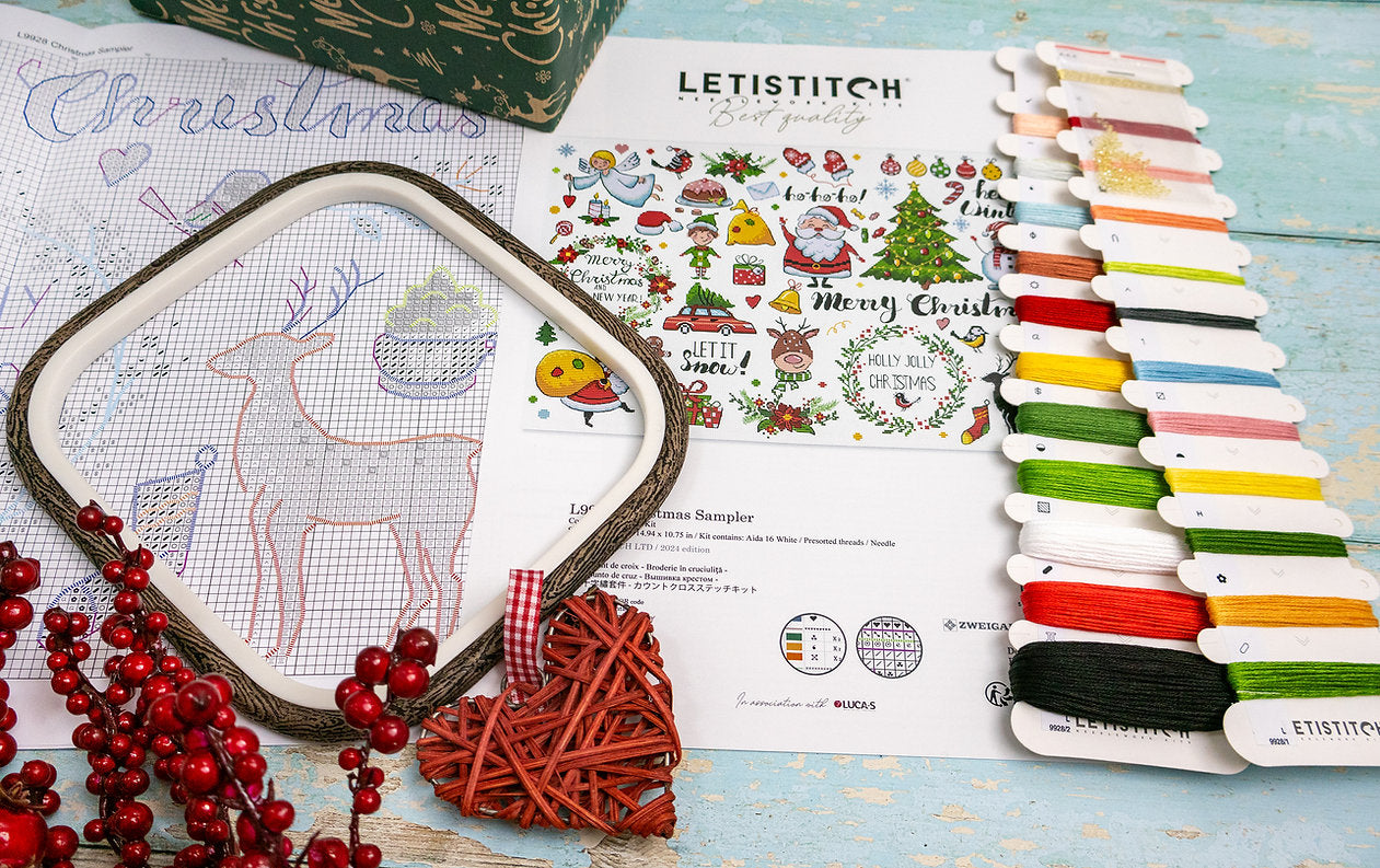 Kit de Punto de Cruz Letistitch "Sampler Navideño" - L9928