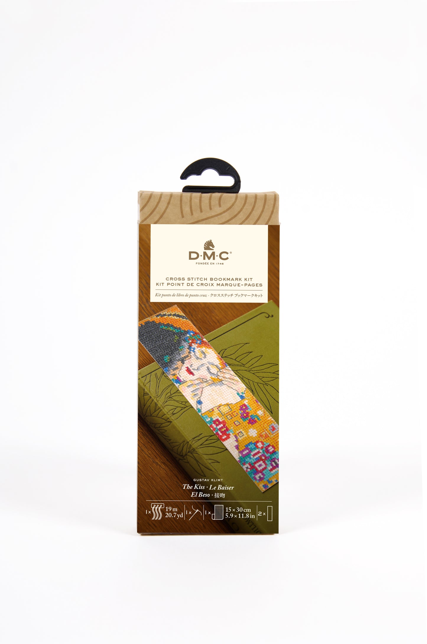 Kit Marcapáginas en Punto de Cruz DMC "El Beso - Gustav Klimt" BK1999