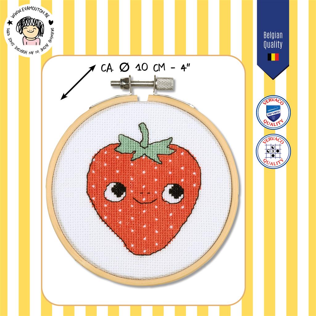 Kit de Punto de Cruz para Niños "Fresa" - Vervaco
