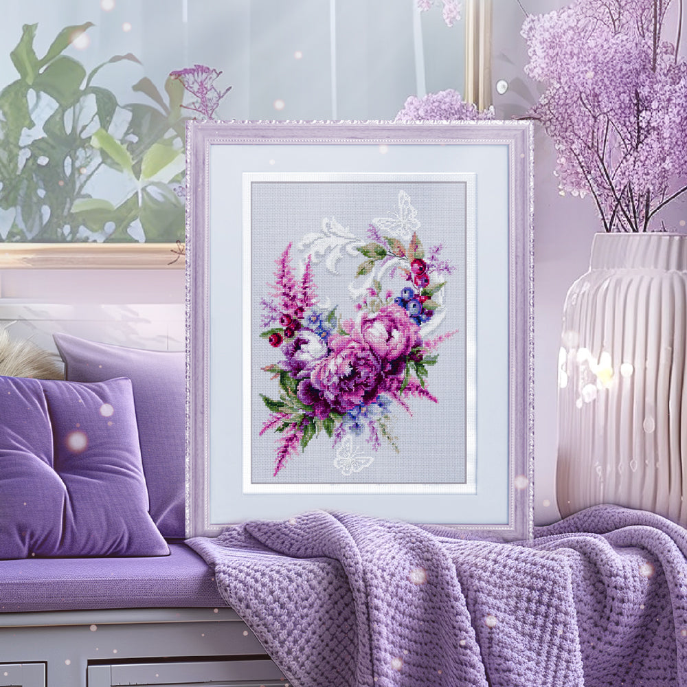 Kit de Punto de Cruz "Purple Silk Peonies" 70-04 Magic Needle