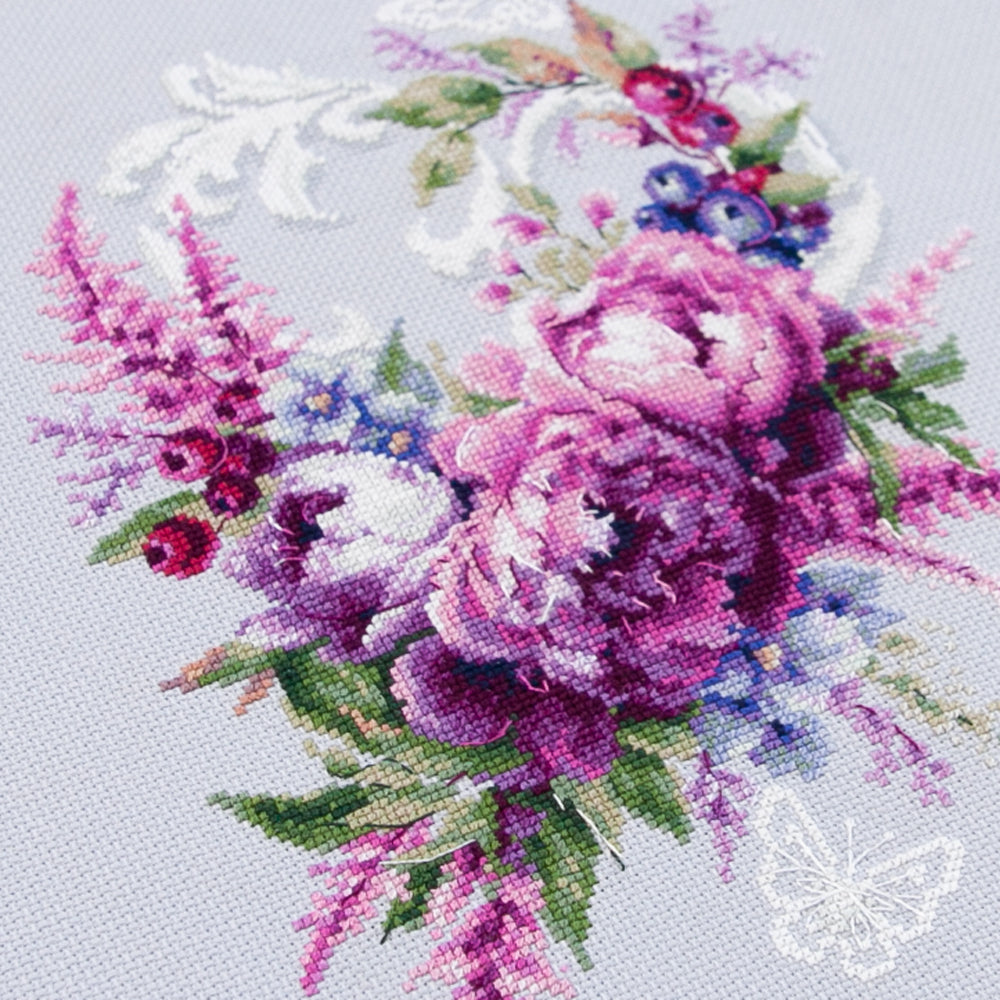 Kit de Punto de Cruz "Purple Silk Peonies" 70-04 Magic Needle