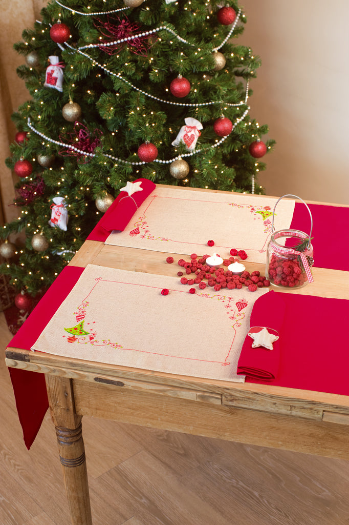 Set de 2 Manteles de Mesa - "Christmas Tree and Hearts" - PN0145437