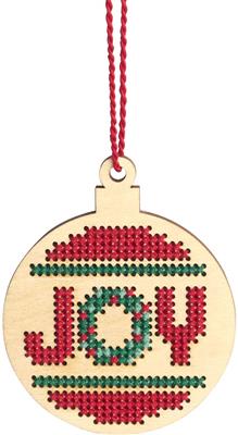 Kit de Punto de Cruz Decoración Árbol Navidad en Madera "Joy Wood Orn" - Dimensions