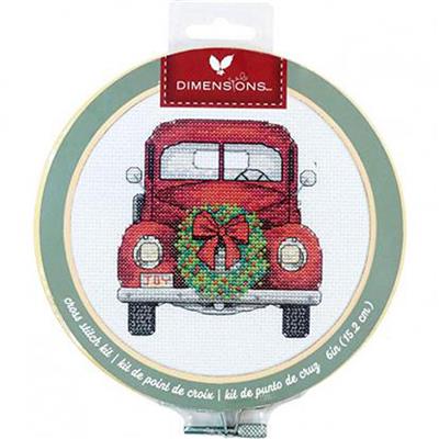 Kit de punto de cruz con Bastidor "Christmas Red Truck" - Dimensions